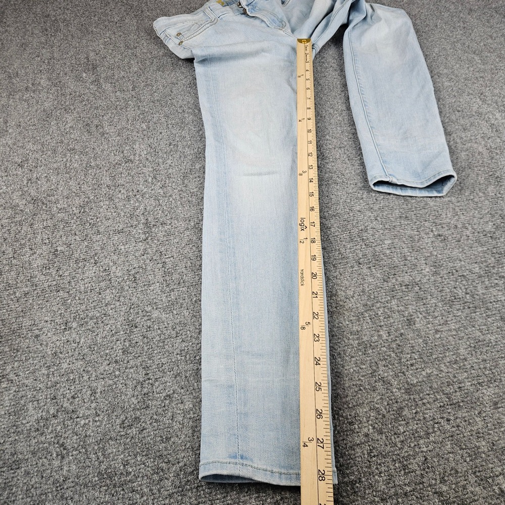 7 For All Mankind The Ankle Skinny Jeans Light Wash Blue Size 26 Stretch Denim - Picture 4 of 10